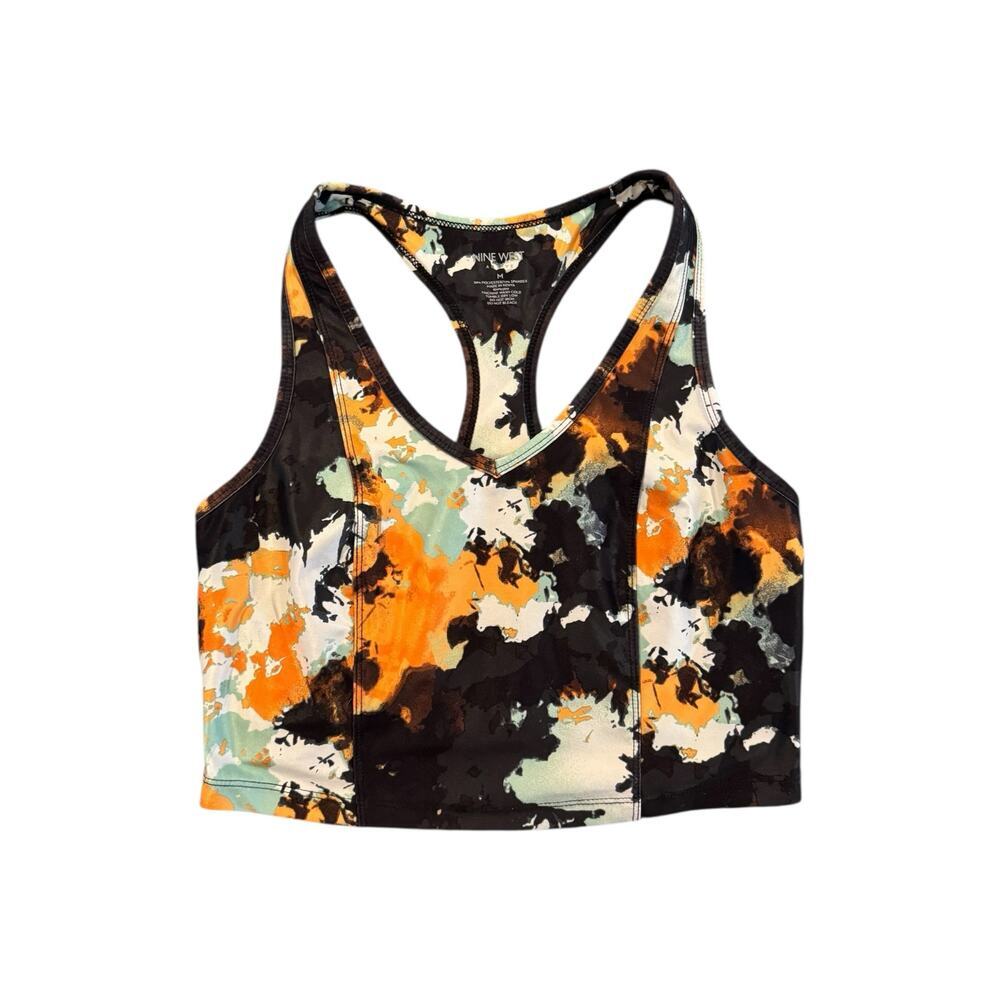Nine West Active Racerback Sports Bra Medium Multicolor Abstract Print Stretch